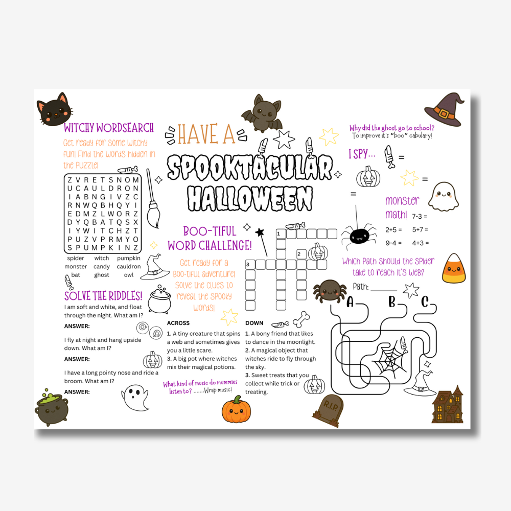 PLR Halloween Activity Placemat