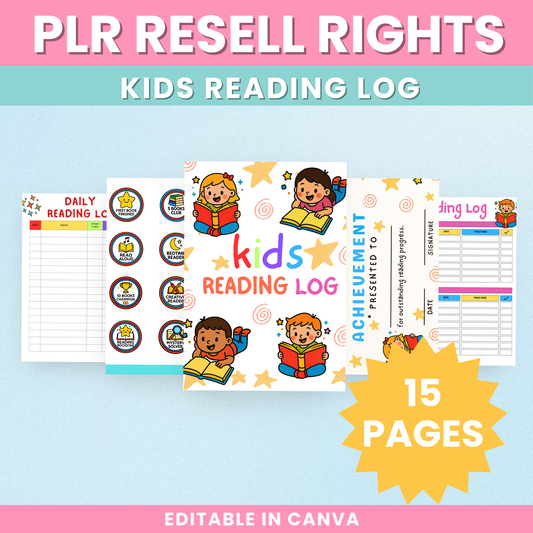PLR Kids Reading Log For Elementary Aged School Children