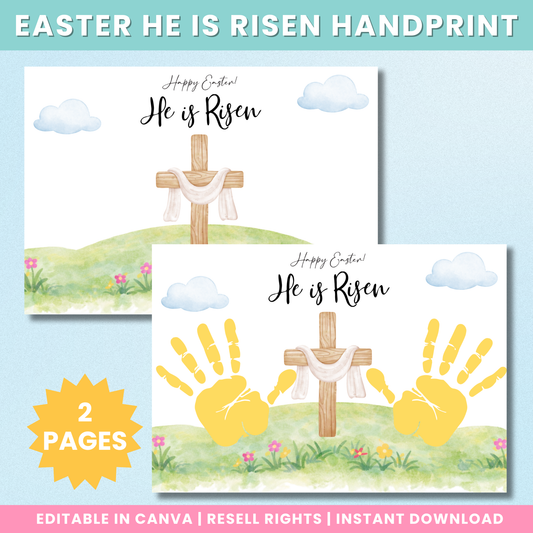 PLR Easter He Is Risen Handprint Craft