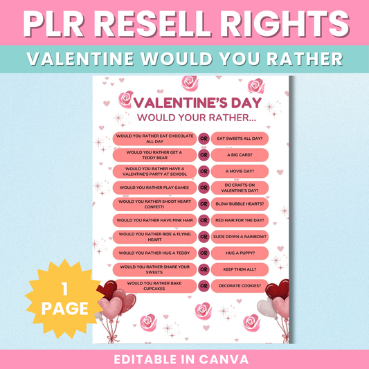 PLR Valentine’s Would You Rather Game for Kids