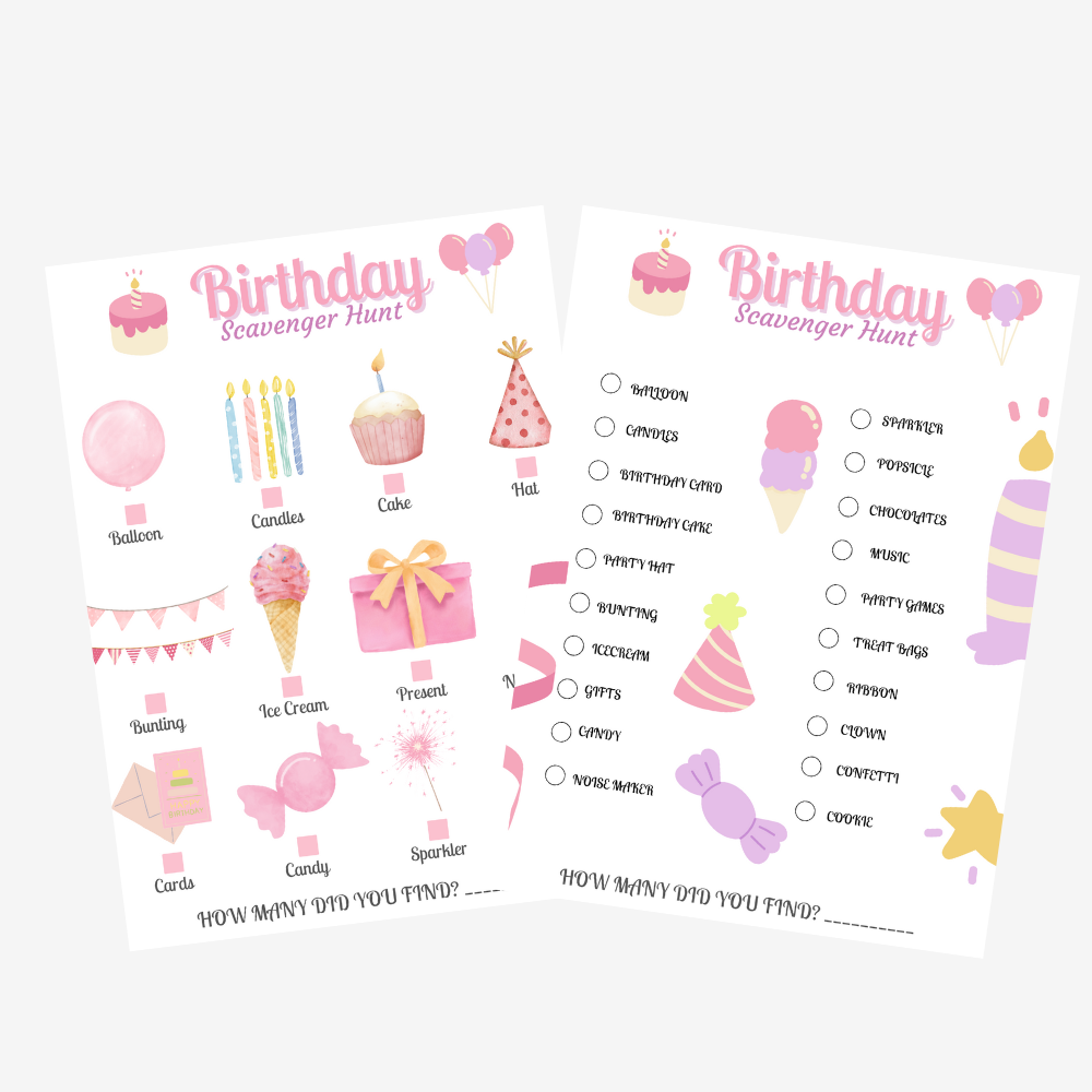 PLR Pink Birthday Scavenger Hunt