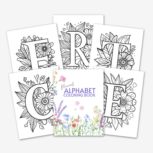 PLR Floral Alphabet Coloring Book