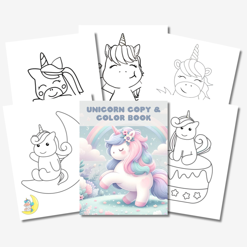 PLR Unicorn Copy and Colouring Book