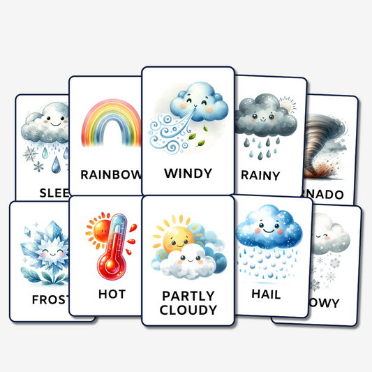 PLR Weather Flashcards For Toddlers