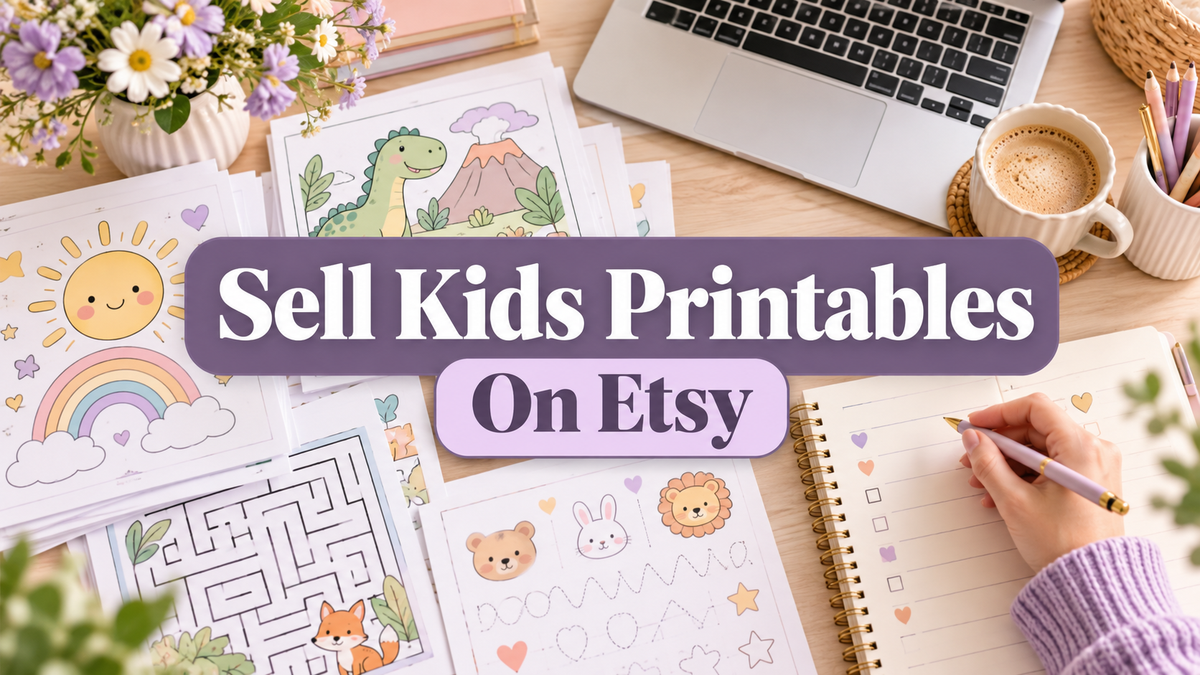 Blog cover: How to Sell Kids Printables on Etsy: A Beginner’s Step-by-Step Guide