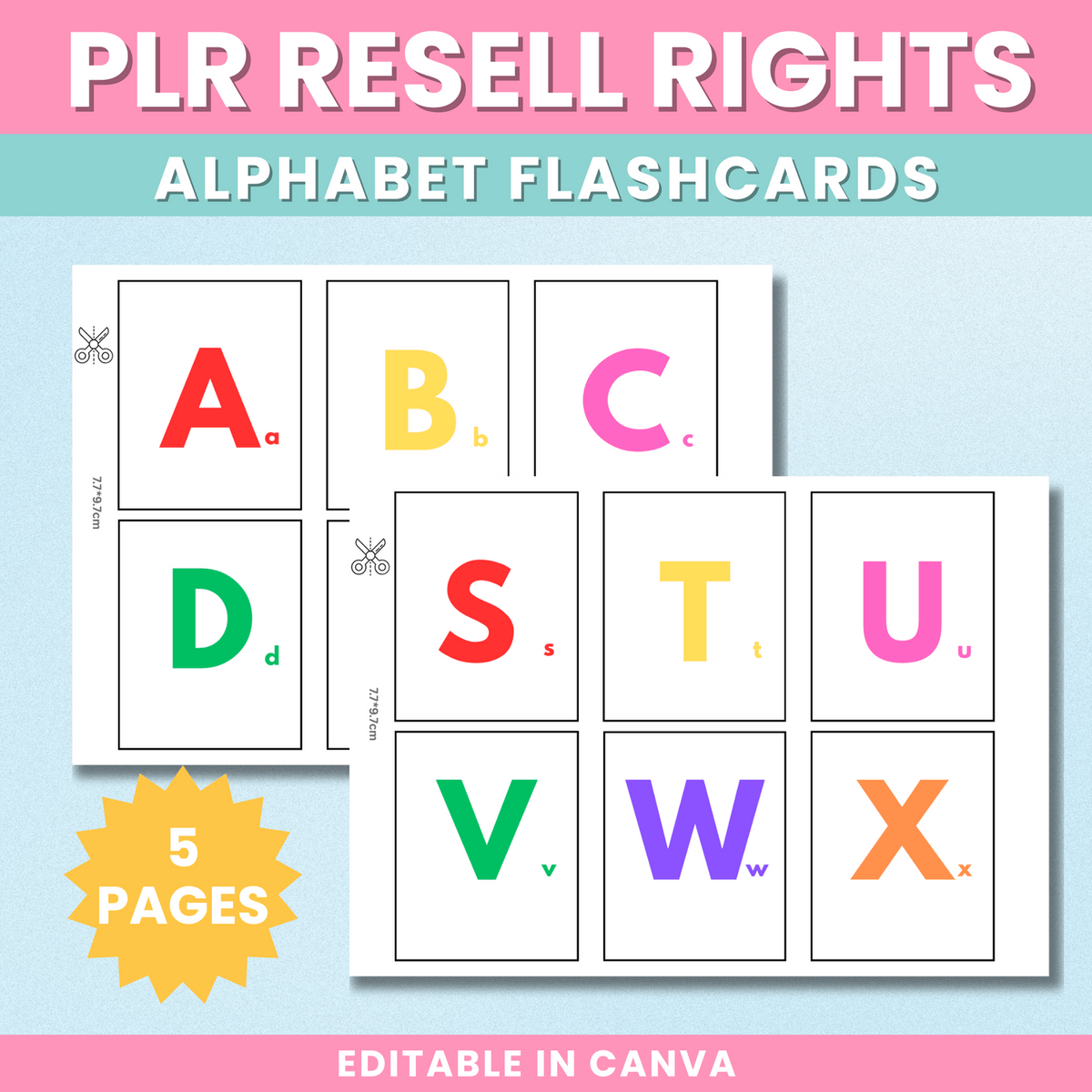 Printable alphabet flashcards with uppercase and lowercase letters