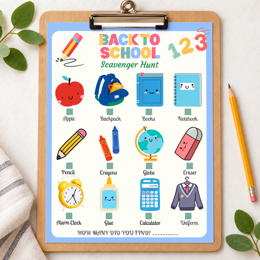PLR back to school scavenger hunt printable