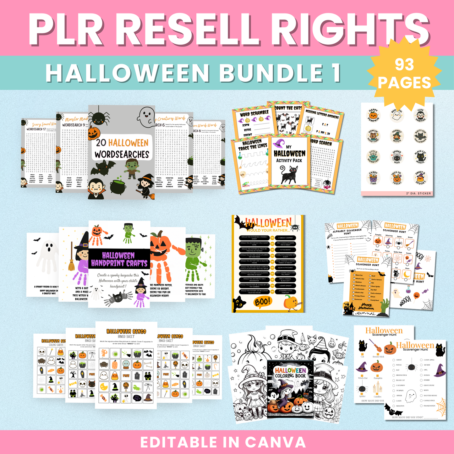 PLR Halloween Bundle 1 - 93 pages of Halloween fun!