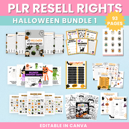 PLR Halloween Bundle 1 - 93 pages of Halloween fun!