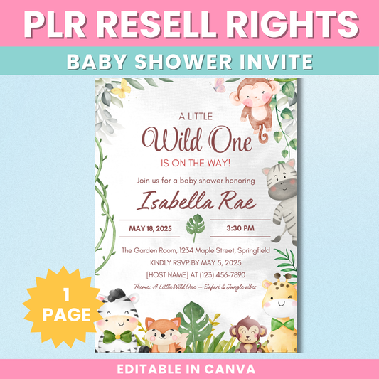 PLR A Little Wild One Baby Shower Invite (V1)
