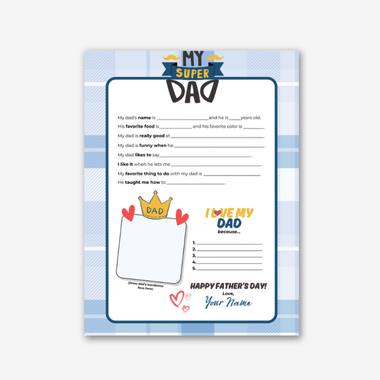 PLR All About My Dad Worksheet