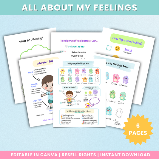 PLR All About My Feelings Worksheets For Kids