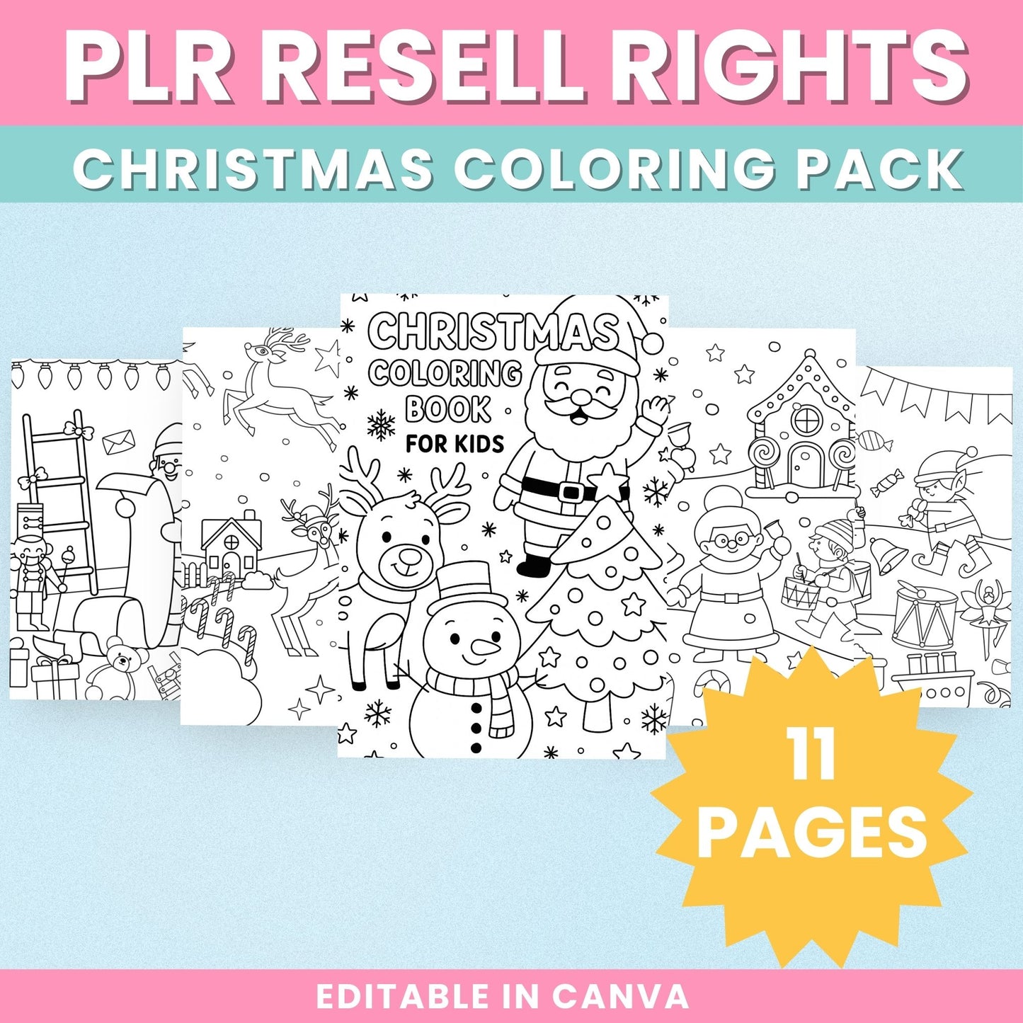 PLR Christmas Coloring Pages for Kids