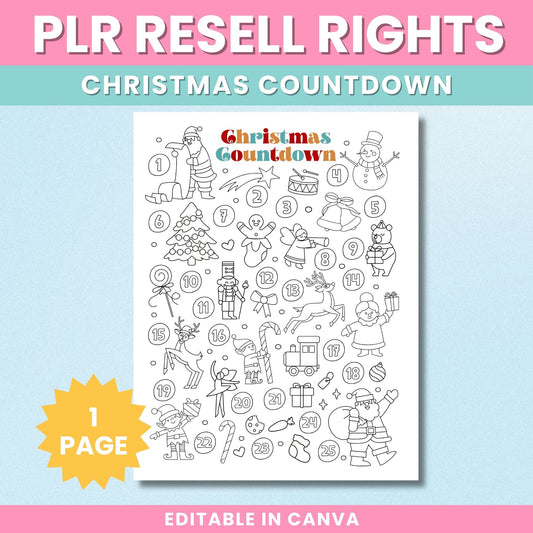 PLR Christmas Countdown Coloring Sheet for Kids
