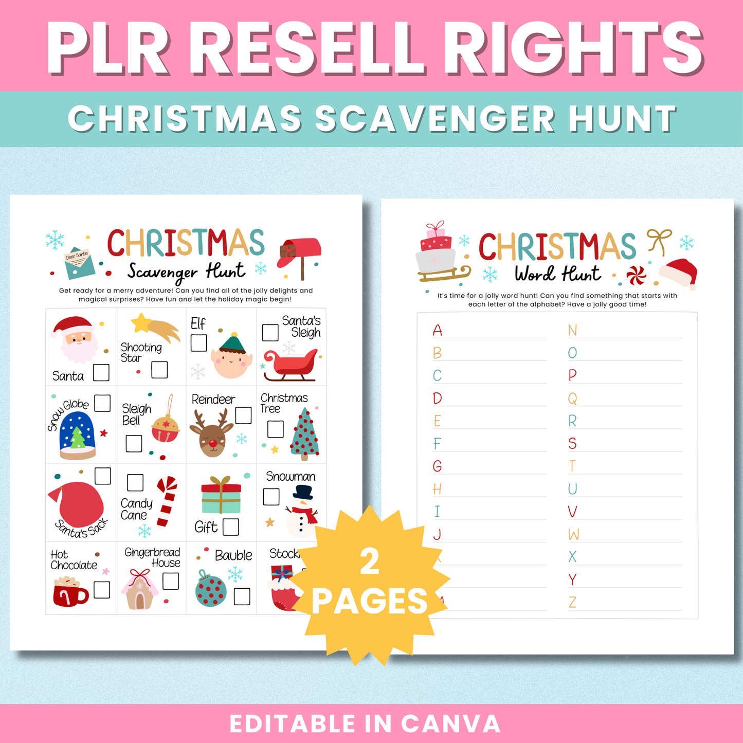 PLR Christmas Scavenger Hunt Printable for Kids
