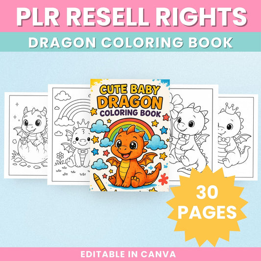 PLR Cute Baby Dragon Coloring Book for Kids