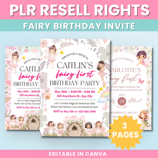 PLR Fairy Birthday Invitations