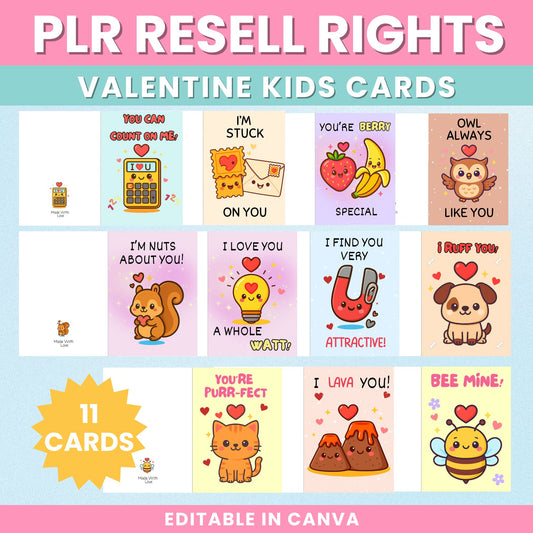 PLR Funny Valentines Day Kids Cards  (10 x 7 in)