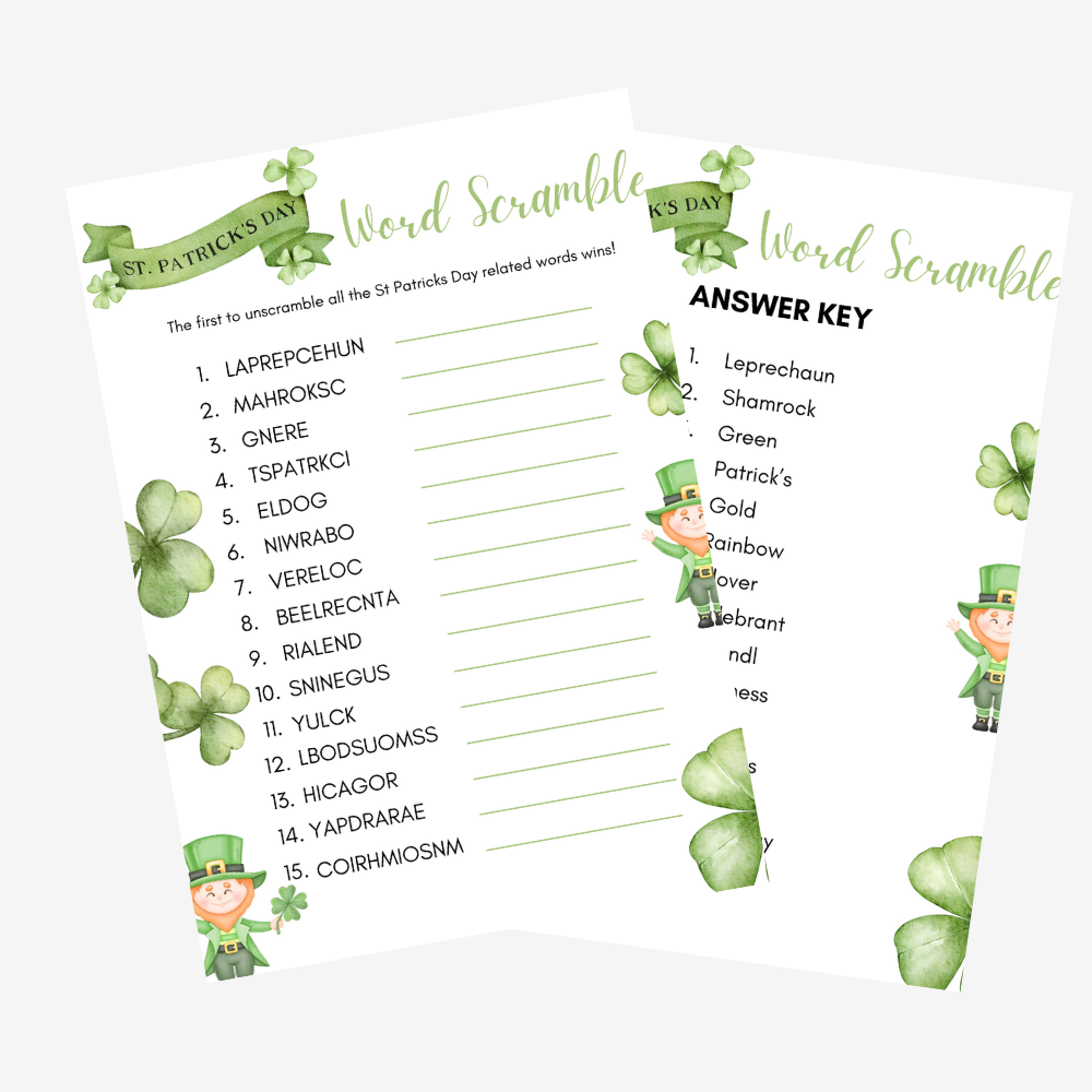 PLR St Patricks Day Word Scramble