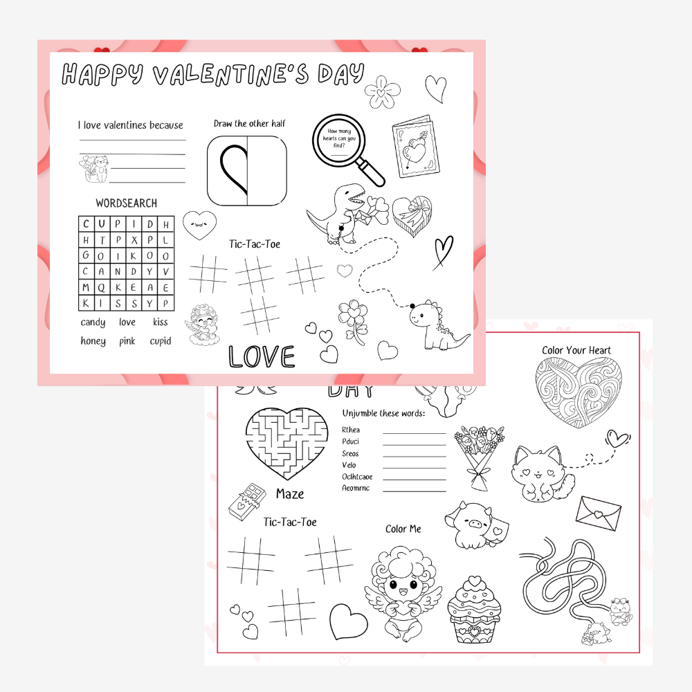 PLR Valentines Day Colouring Placemats