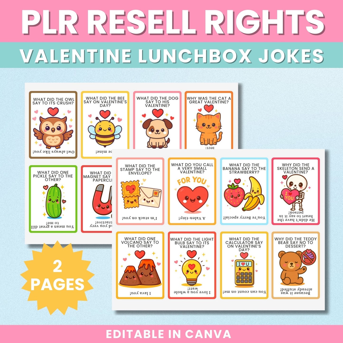 PLR Valentine Lunchbox Jokes for Kids