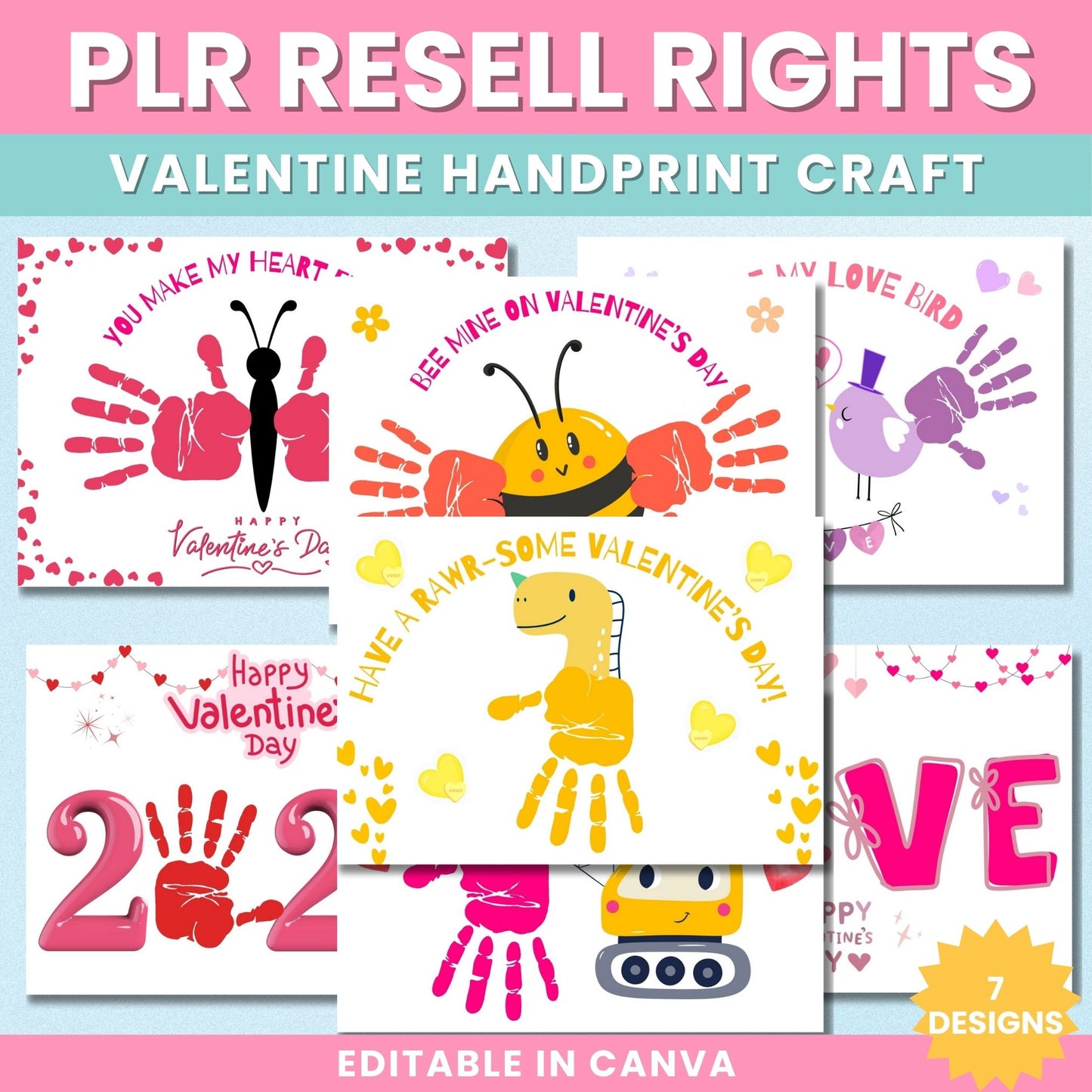 PLR Valentines Handprint Crafts (7 designs)